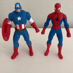 Set of Two Vinyl Action Figures Captain America and Spider-Man